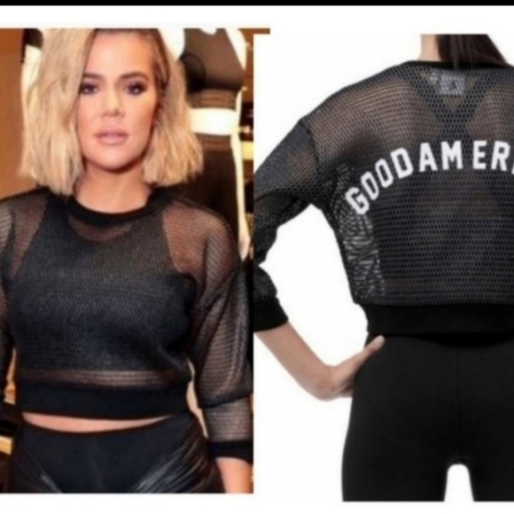 Good American Sweaters - GOOD AMERICAN THE WARRIOR CROP MESH PULLOVER